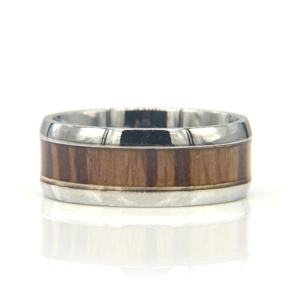 🎉HOSTESS PICK🎉 Silver Wedding Band with Brown Wood Tones. - Picture 3 of 5